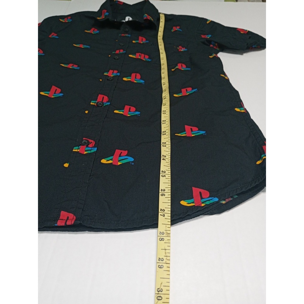 PlayStation Logo Button Down Shirt Mens Small Black All Over Print Gamer - Picture 7 of 8
